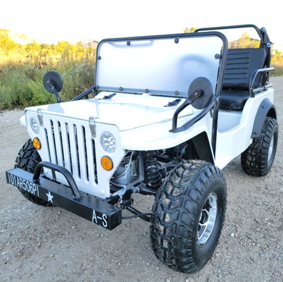 گاری گلف مینی گازی سفید Jeep ELITE Edition با رینگ های سفارشی و فلرهای گلگیر