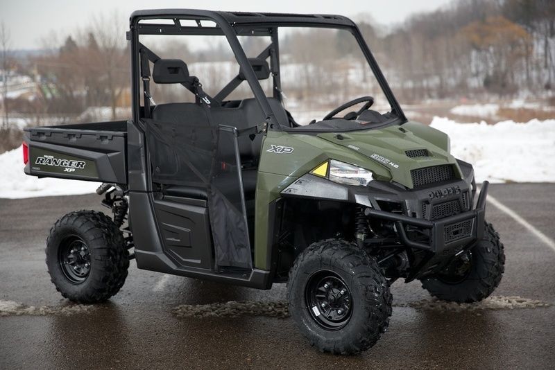 Polaris Ranger Xp 900 وسایل نقلیه سودمند سبز سبز با شیشه جلو و درب